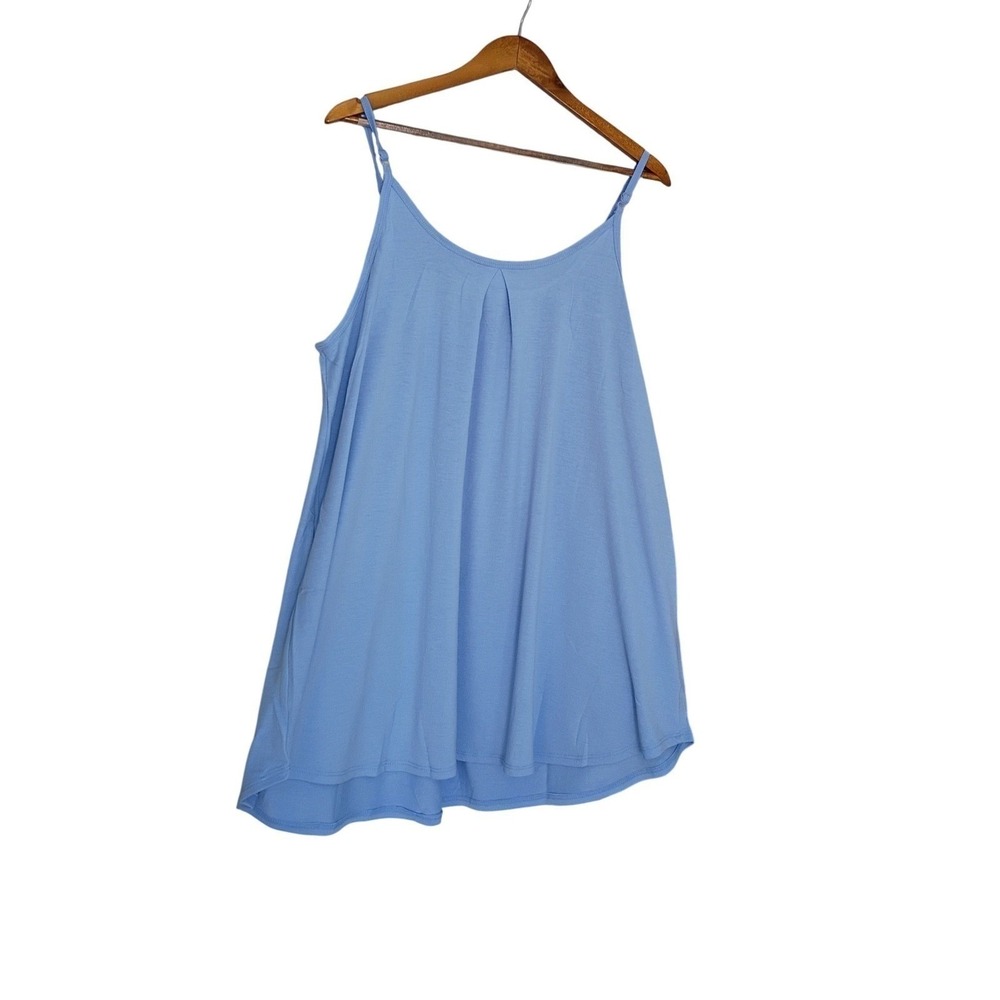 NWT ZENANA Periwinkle Blue Pleated Flowy Cami Tank S Boho Lightweight Relax Fit - Picture 3 of 9